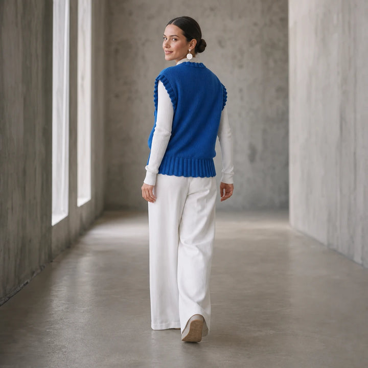 Buttonelle – Button-Detail Textured Knit Sweater Vest