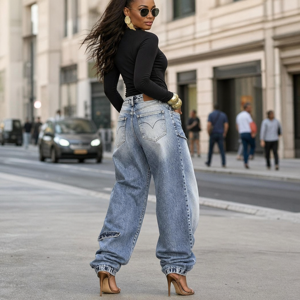 Wearlyn – Asymmetric Wrap-Waist Wide-Leg Jeans