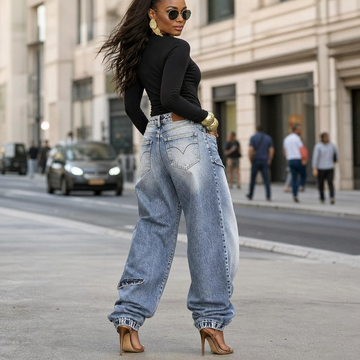 Wearlyn – Asymmetric Wrap-Waist Wide-Leg Jeans