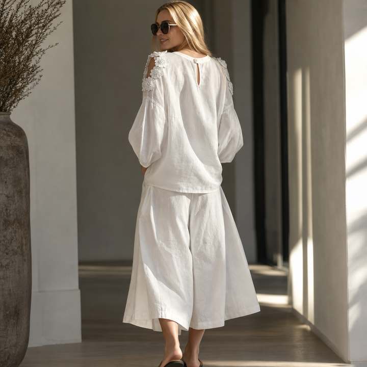 Florenza – 3D Floral Cold-Shoulder Blouse