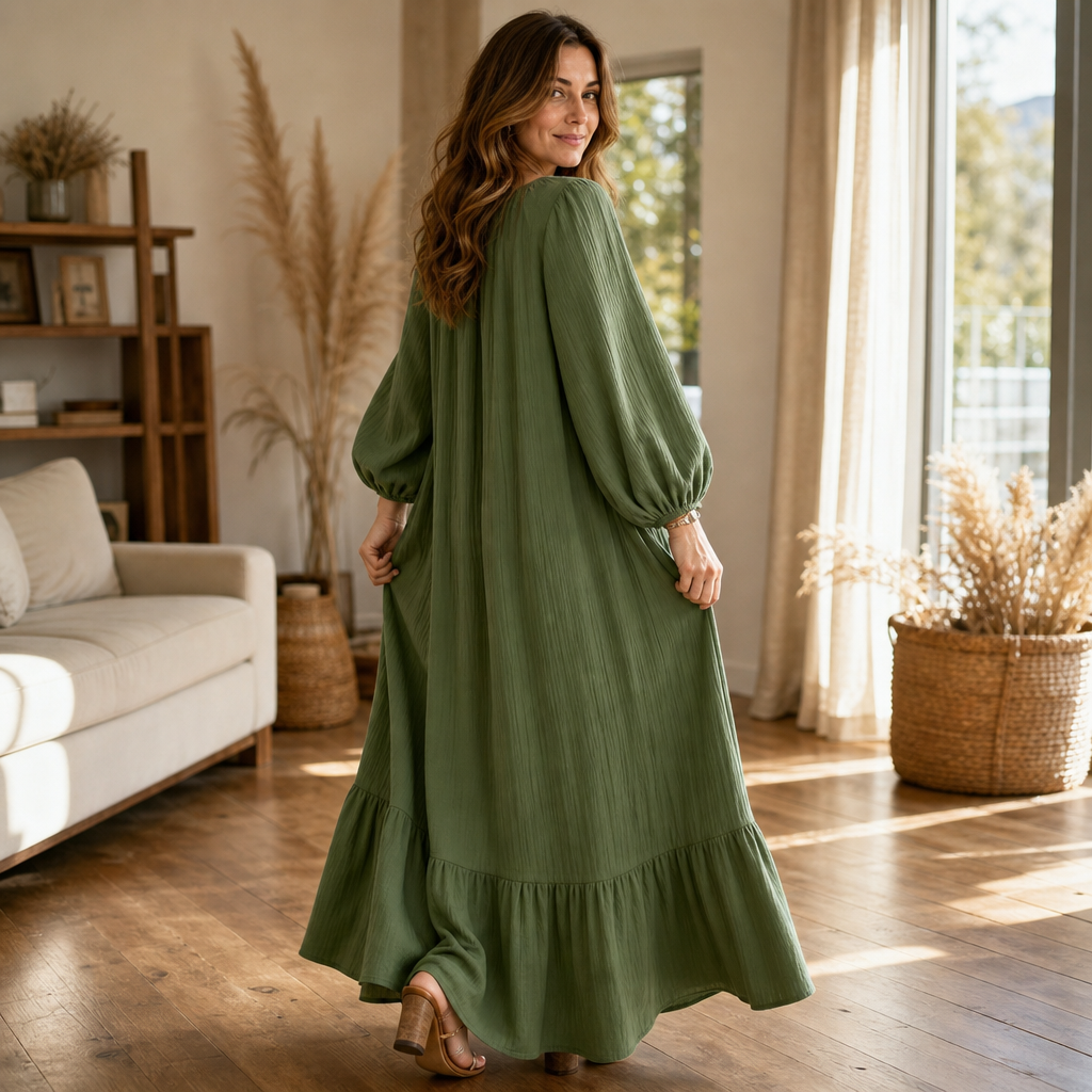 Wearbella – Oversized Bishop Sleeve Boho Maxi Dress