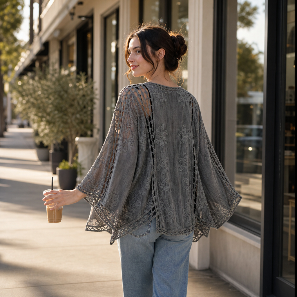 Lunaveil – Openwork Lace Oversized Cardigan