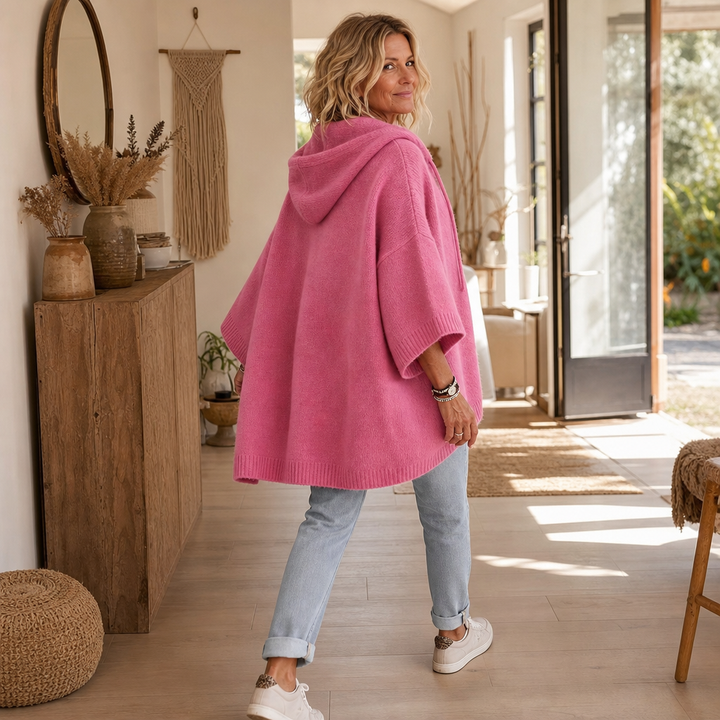 Cozelle – Frayed-Edge Open-Knit Oversized Hoodie