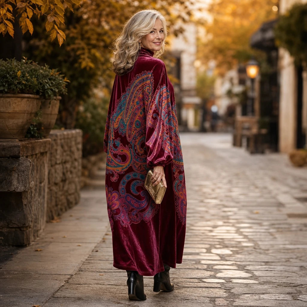 Overa – Paisley Velvet-Look Maxi Dress