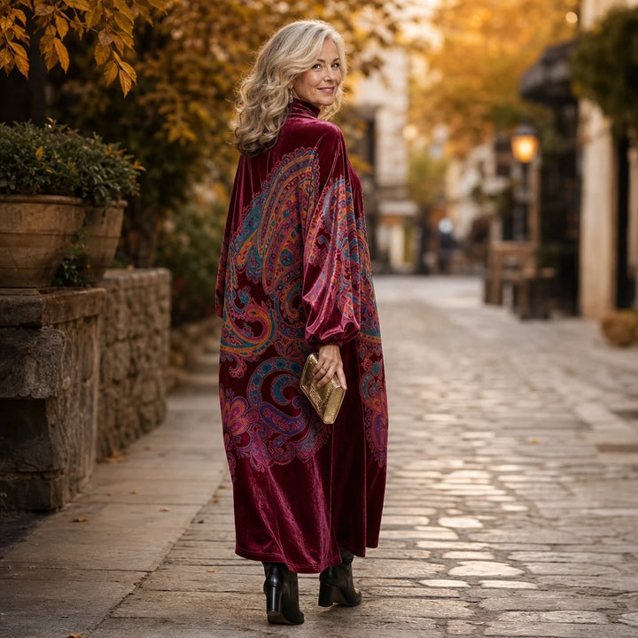 Overa – Paisley Velvet-Look Maxi Dress