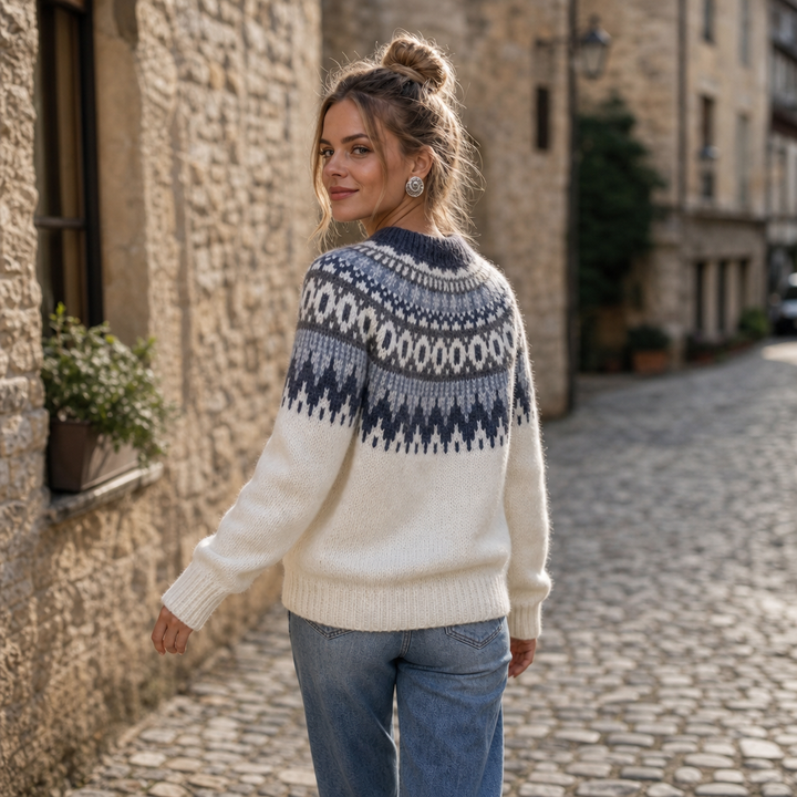 Wearlyn – Colorblock Yoke Dropped-Shoulder Knit Sweater