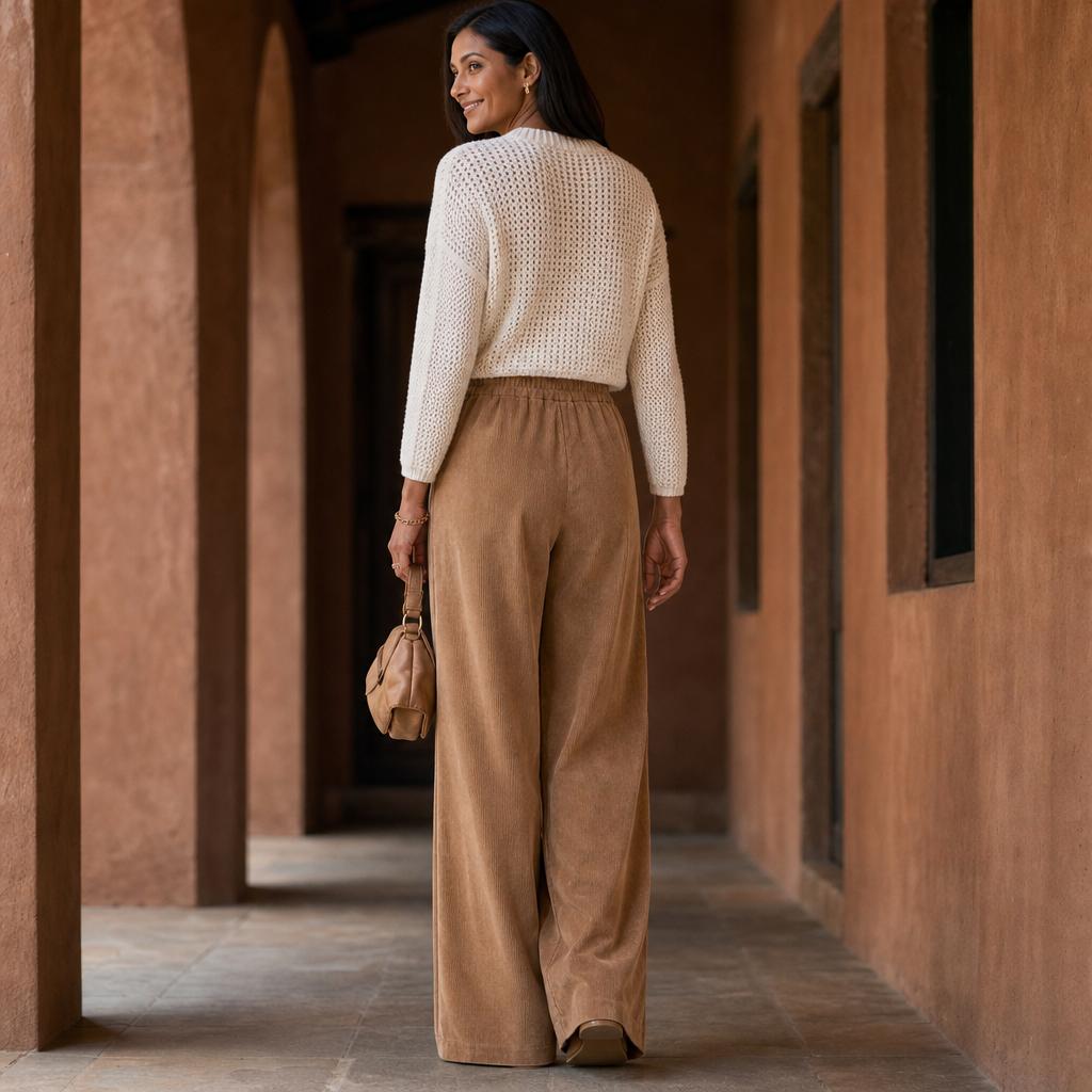 Cordella – Ribbed Corduroy Wide-Leg Pants