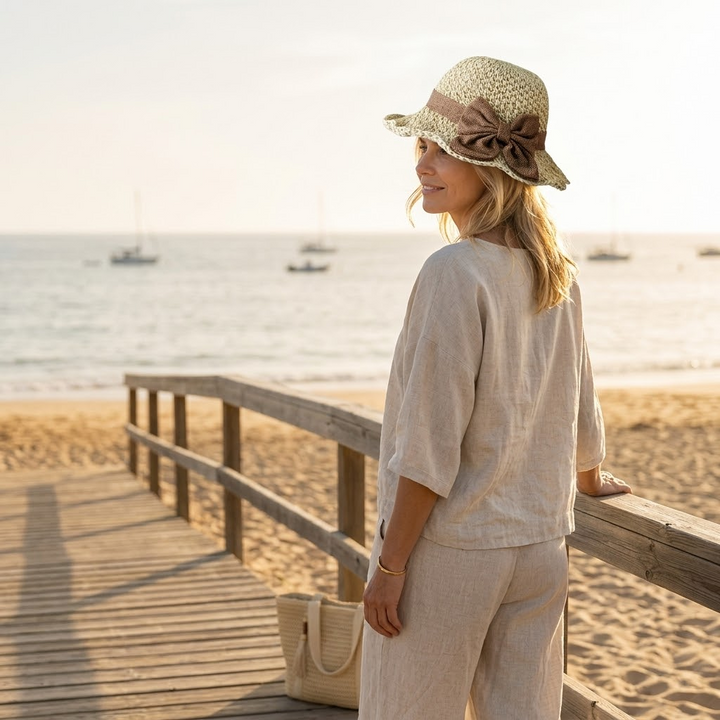 Bellabrim – Woven straw hat with bow detail