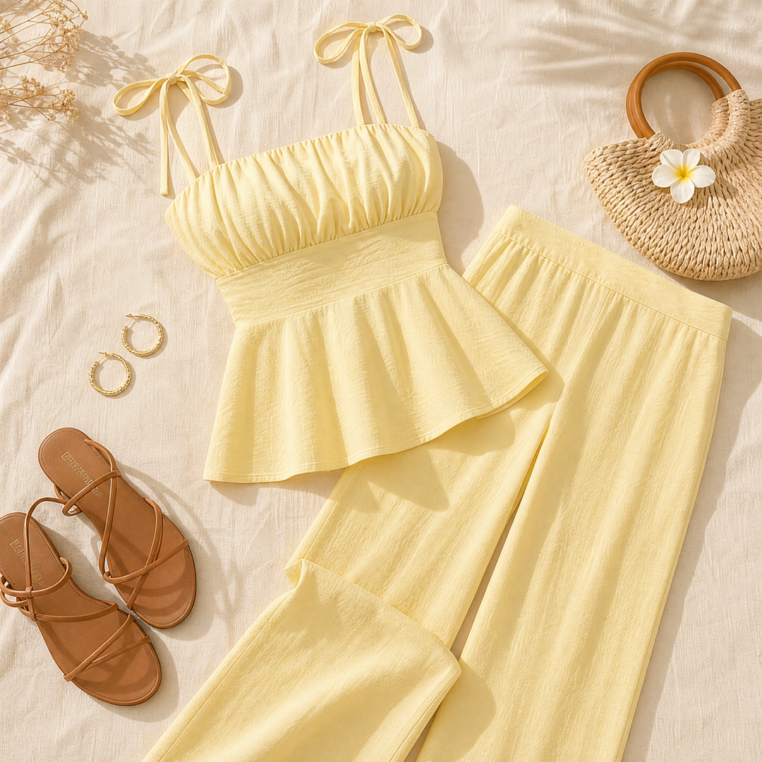 Solenza™ – Ruched Peplum Summer Co-Ord Set