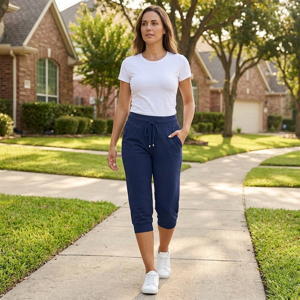 Lunara™ – Soft Cotton Drawstring Capri Joggers