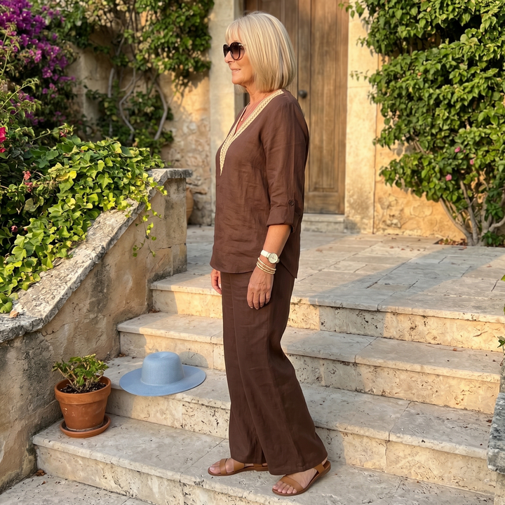 Linora™ – Crochet V-Neck Two-Piece Set