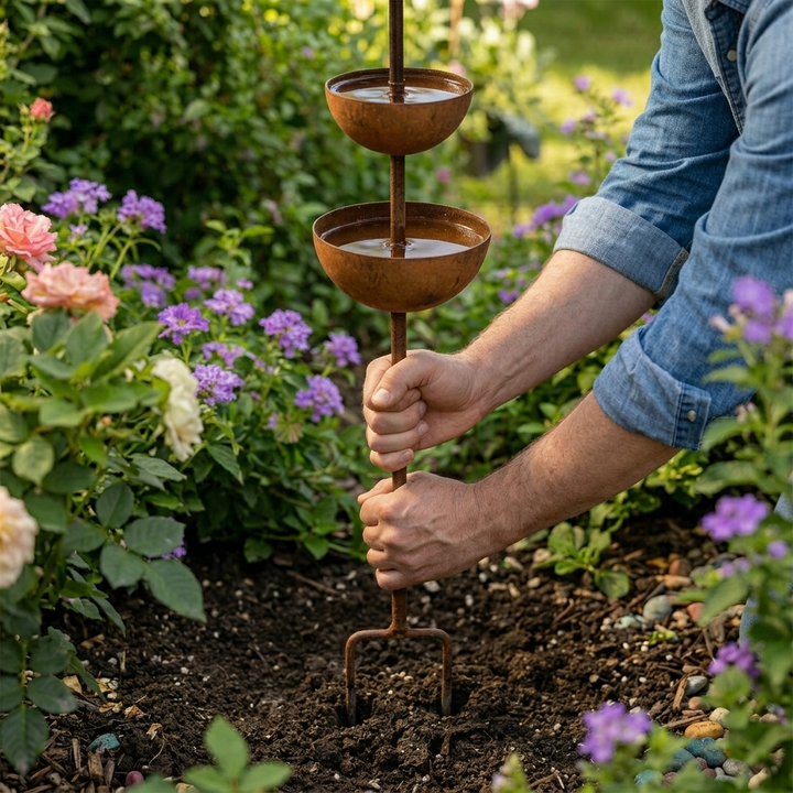 Birdwell – Rustic Copper Bird Bath Garden Stake