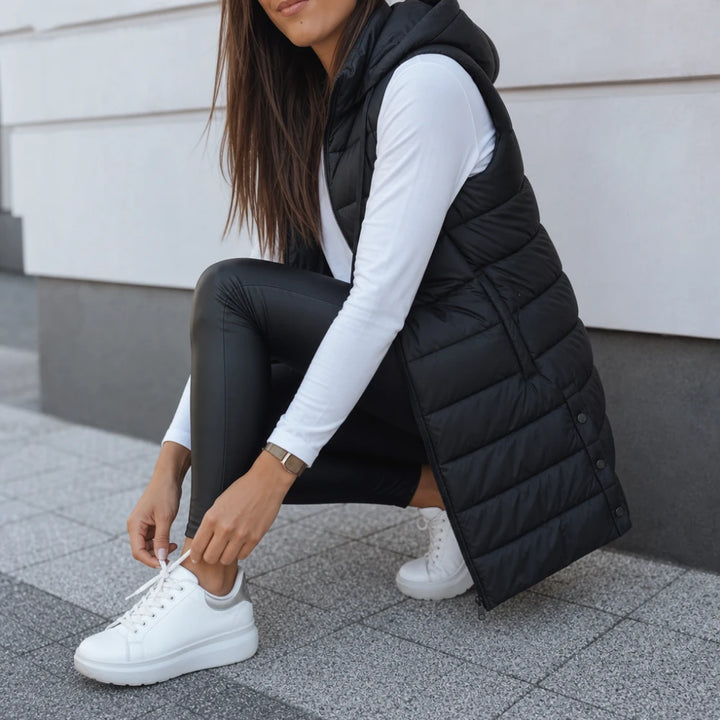 Coverelle – Long Hooded Puffer Vest