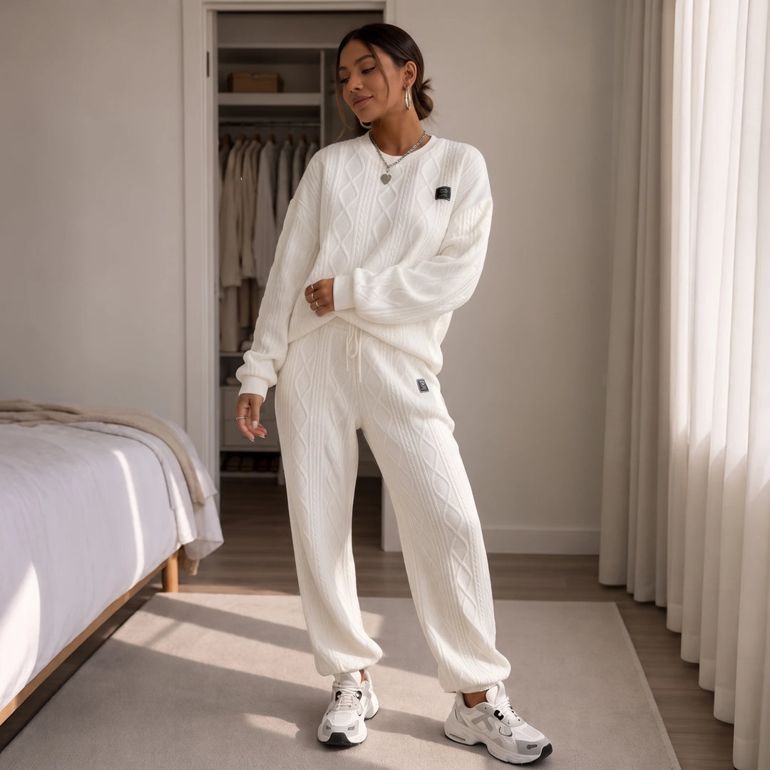 Cablea – Cable-Knit Sweater And Jogger Set