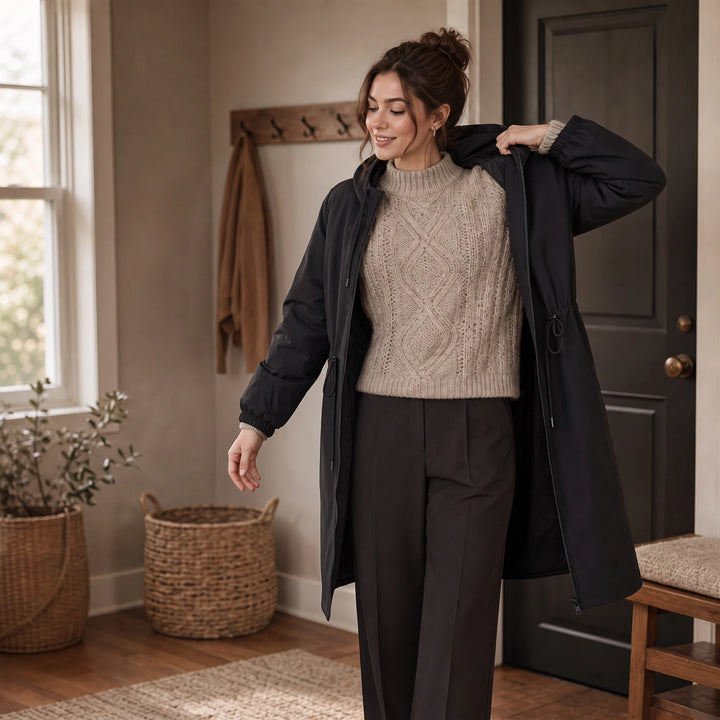 Windella – Hooded Drawstring-Waist Midi Coat
