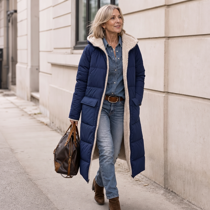 Veluna – Reversible Quilted Sherpa Winter Coat