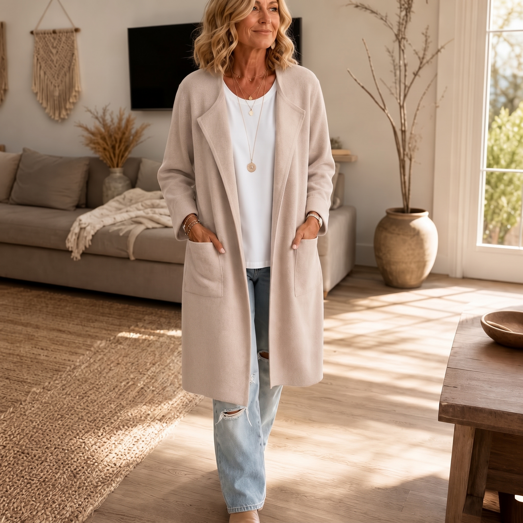 Draperie – Open-Front Longline Wool-Look Coat