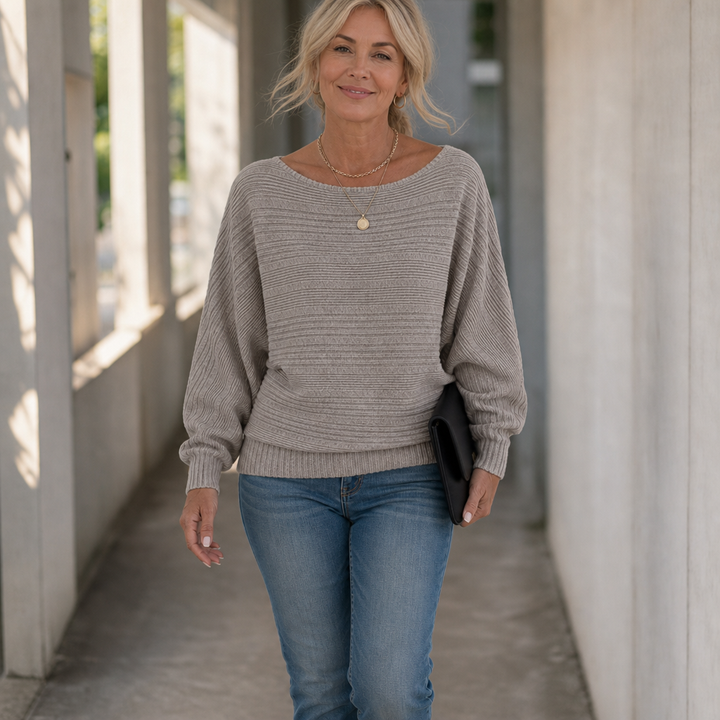Mayfield – Striped Boat-Neck Long-Sleeve Knit Top
