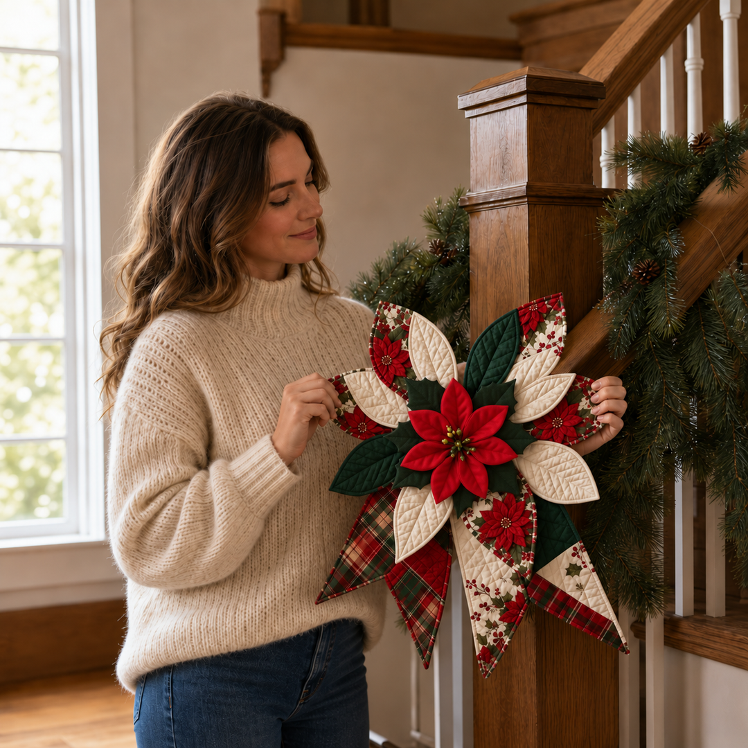 Patchwork & Bow – Quilted Poinsettia Christmas Bow Sewing Kit