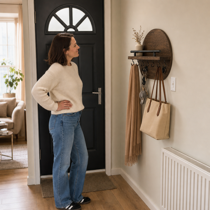Keyhaven – Wall-Mounted Entryway Shelf With Double Hooks