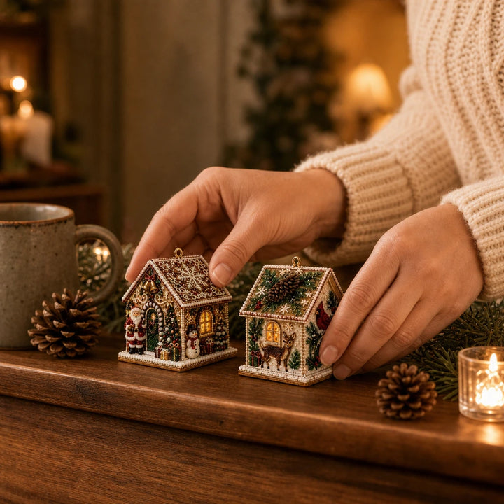 Hearthglint – 3D Wooden Diamond Painting Christmas House Kit