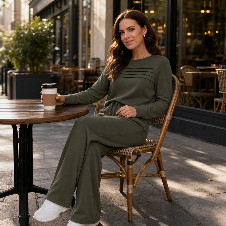 Wearbella – Pleated Round-Neck Loungewear Set