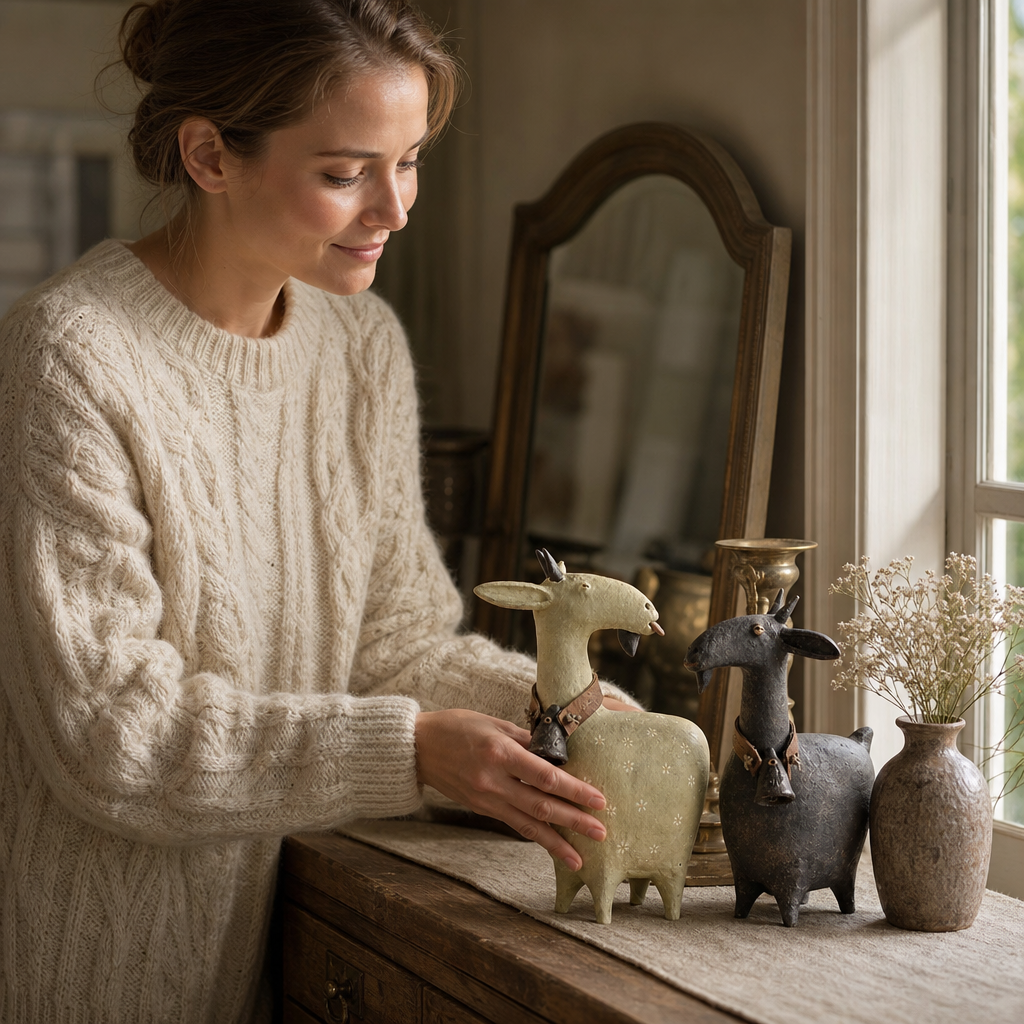 Meadowbrook – Rustic Distressed Resin Goat Figurine Set