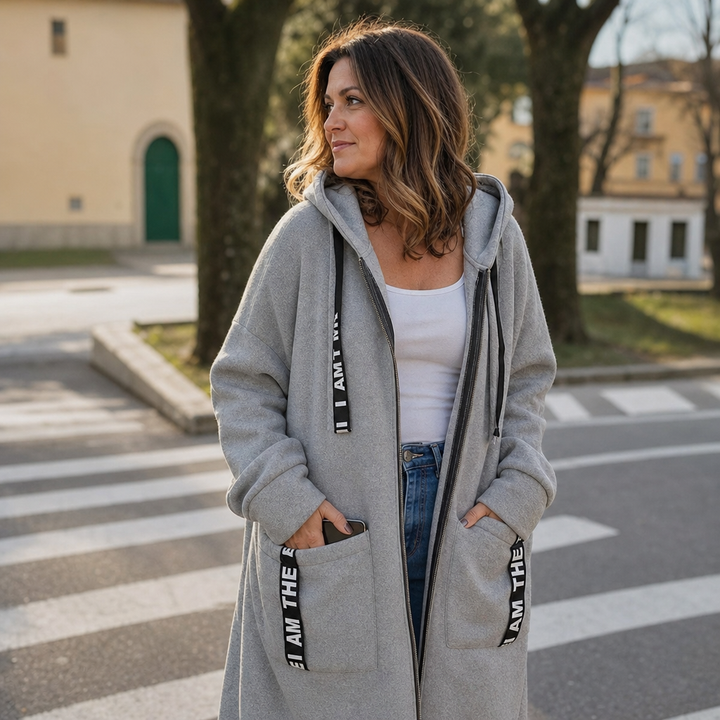 Everlyne – Alphabet Patchwork Zip-Up Hooded Jacket