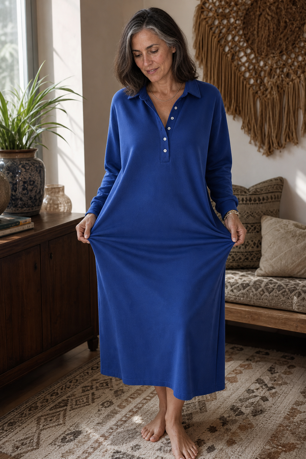 Wearbella – Ribbed Knit Long-Sleeve Sweatshirt Dress