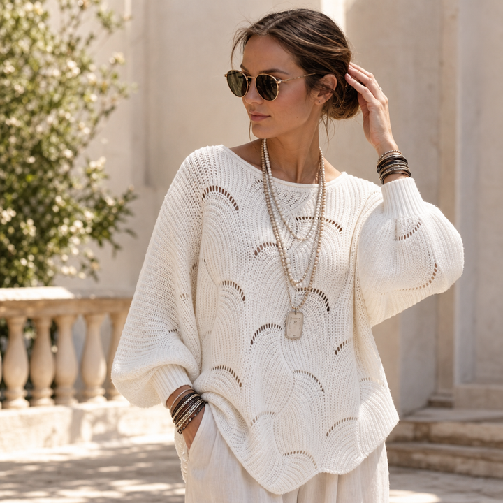 Wearbella – Hollow Wave Batwing Sleeve Sweater