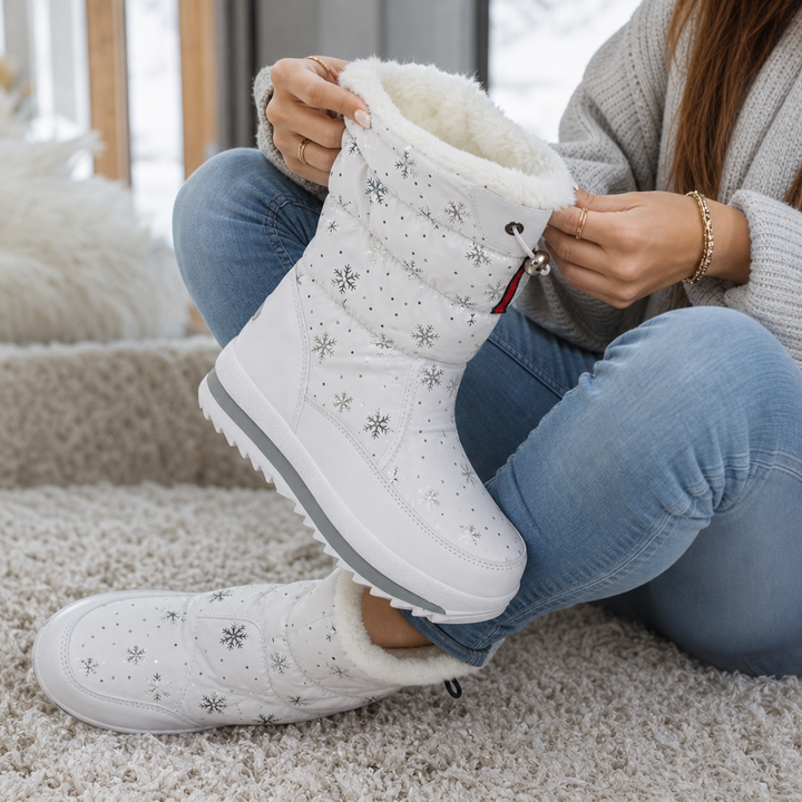 Frostelle – Snowflake-Print Plush-Lined Winter Boots