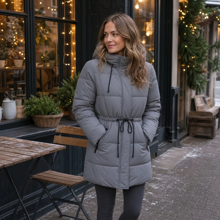 Silhouette – Drawstring Hooded Mid-Length Winter Jacket