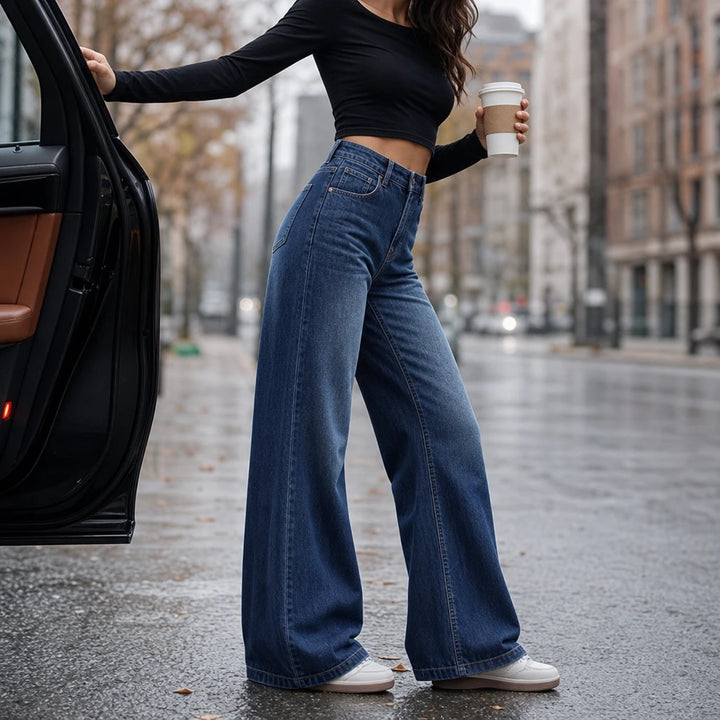 Warmelle – Fleece-Lined High-Waisted Wide-Leg Jeans