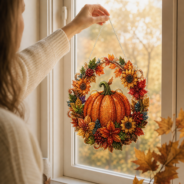 Glimmerwreath – Pumpkin & Floral Diamond Painting Wreath Kit