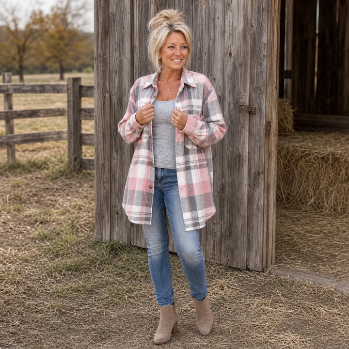 Plaidwell – Plaid Waist-Length Shirt Jacket