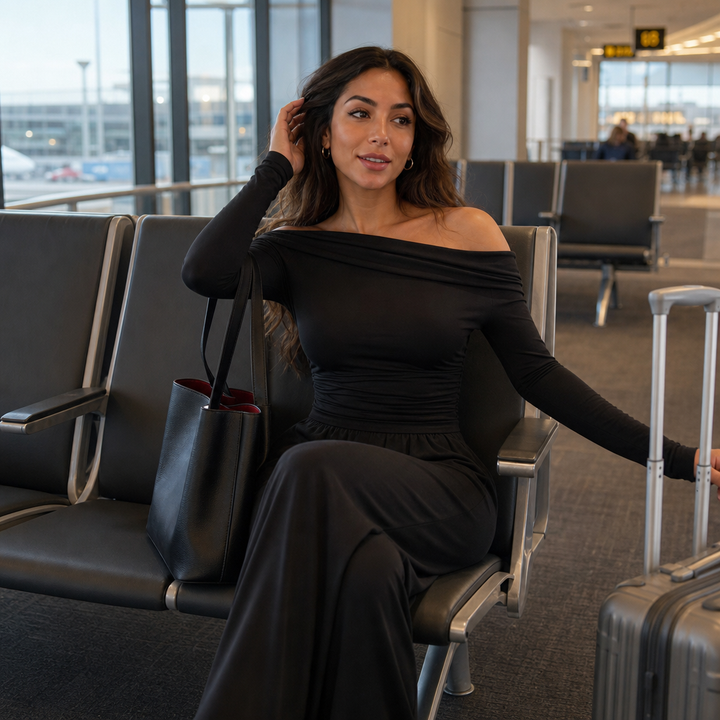 Wearbella – Off-Shoulder Ruched Wide-Leg Jumpsuit