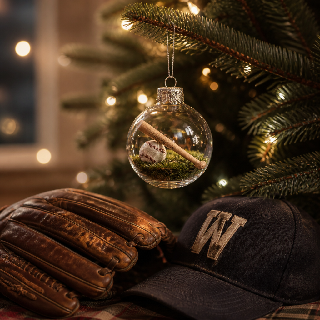 Seasonkeep – Baseball Acrylic Globe Christmas Ornament (2pcs)