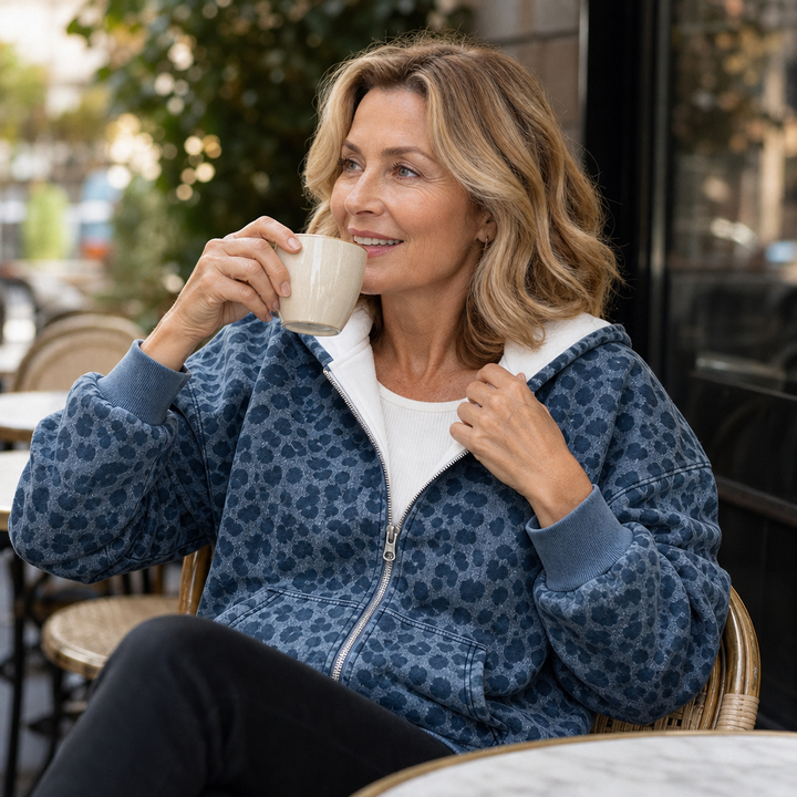 Wearluxe – Leopard Print Zip-Up Hoodie