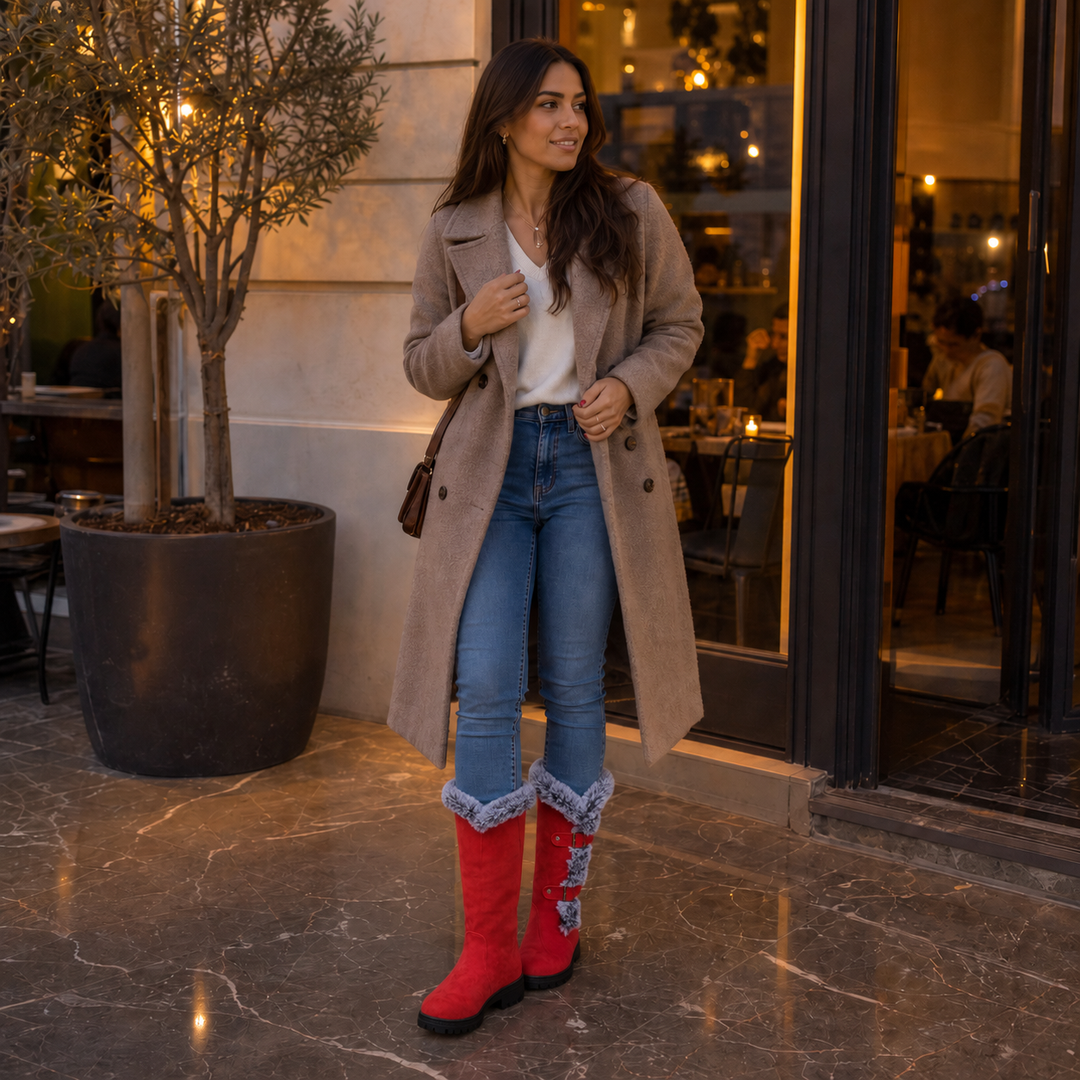 Frostella – Fur-Trimmed Suede Knee-High Winter Boots