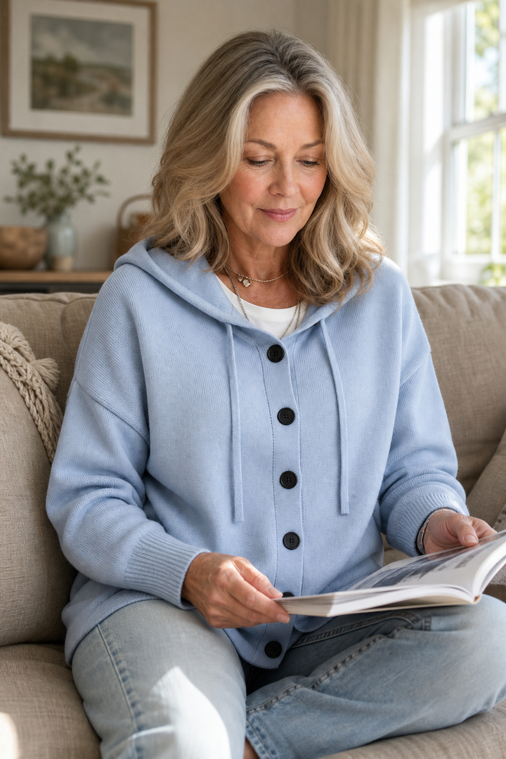 Wearbella – Hooded Ribbed Knit Drawstring Cardigan