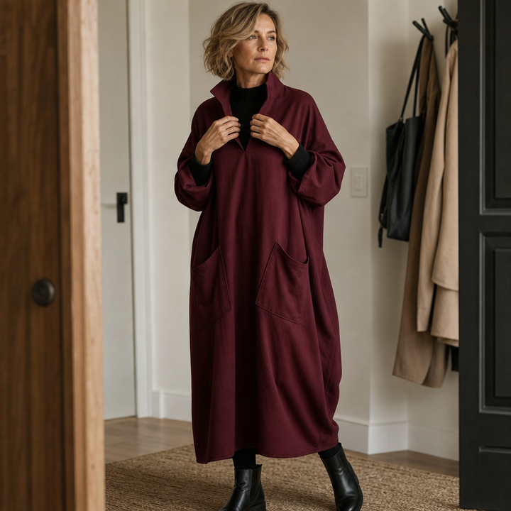 Wearbella – Cocoon Taper Mock Neck Midi Dress