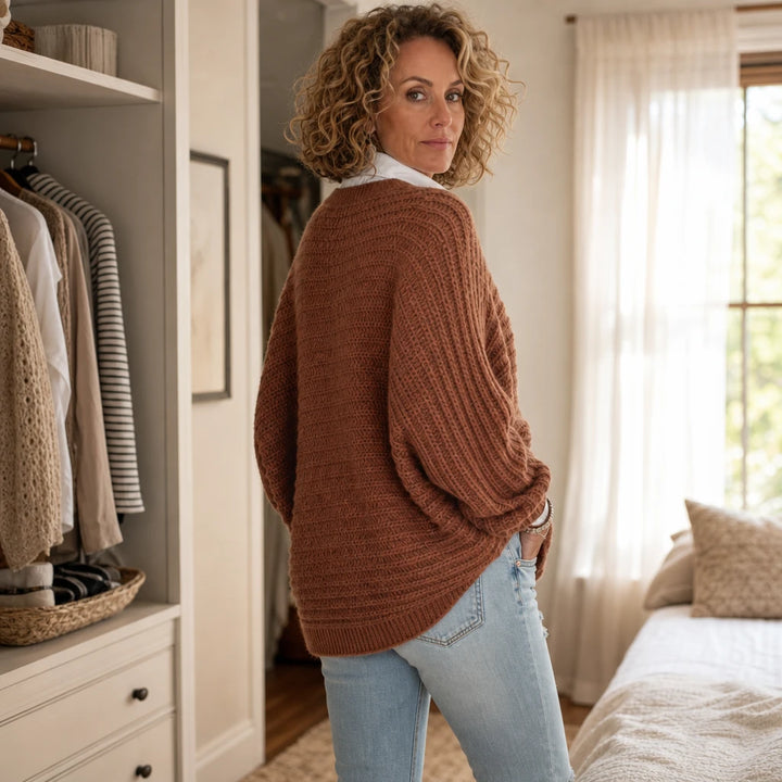 Twistly – Twist-Front Batwing Sleeve Cardigan