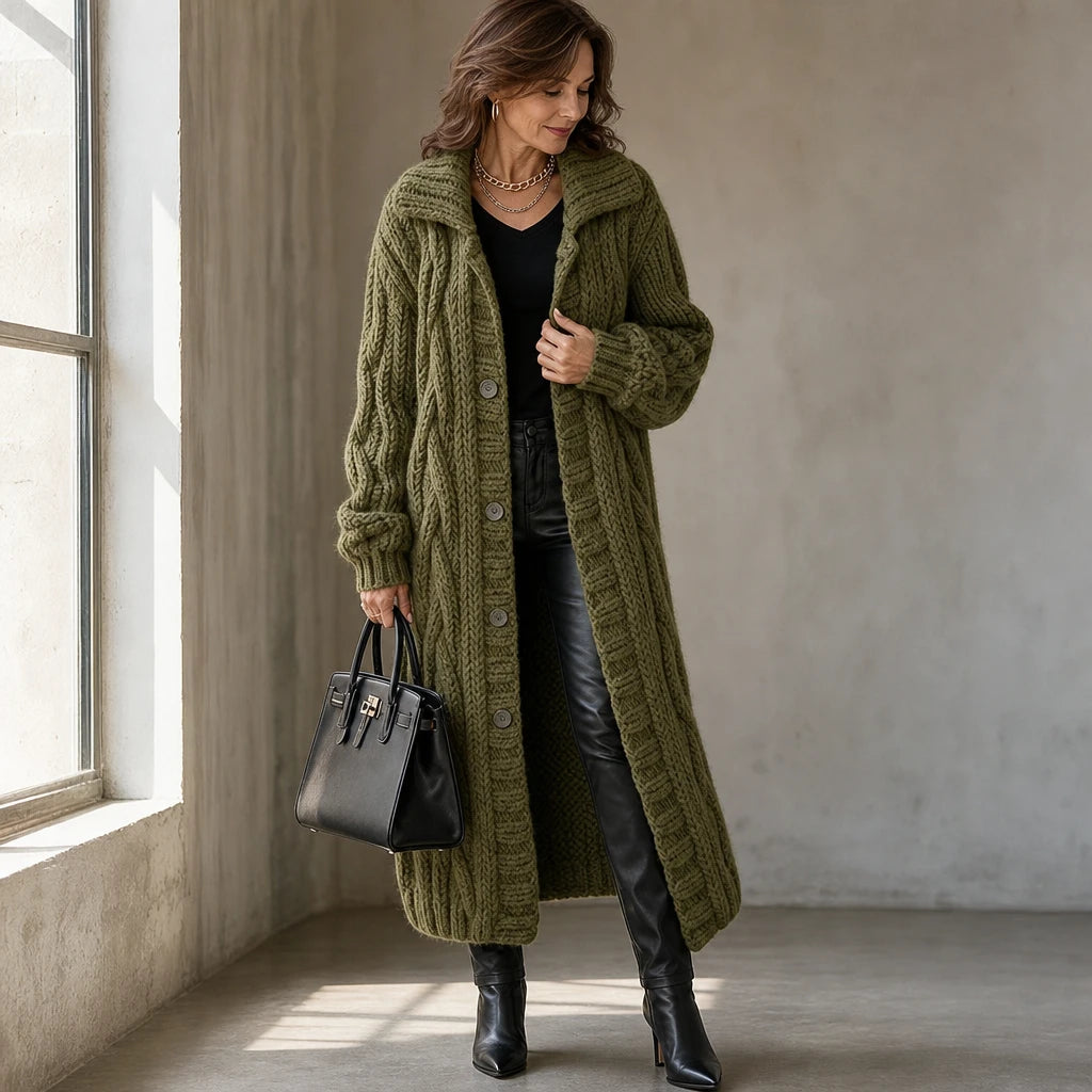 Cablehaven – Oversized Cable-Knit Long Cardigan