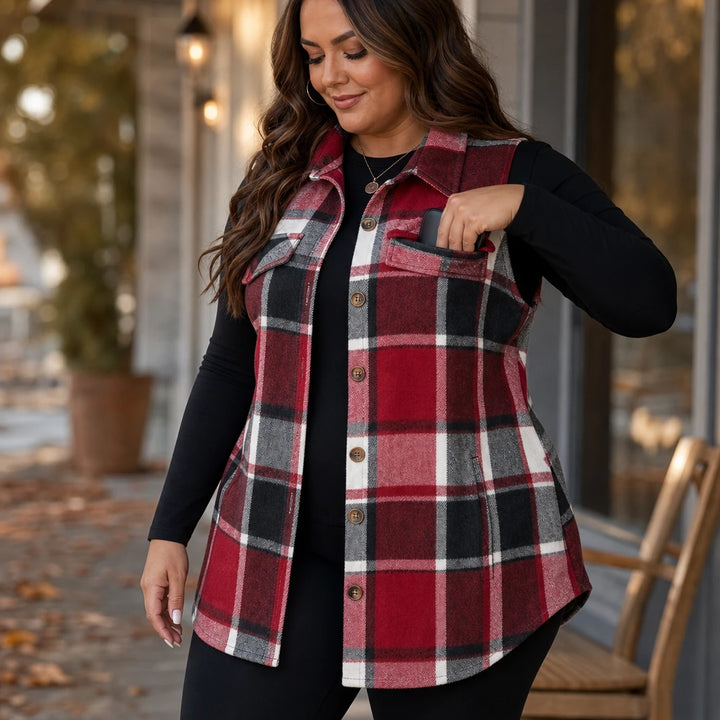 Plaidelle – Plaid Chenille Sleeveless Vest