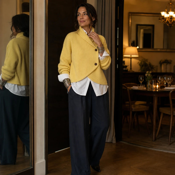 Cosyvale – Asymmetric Cowl Ribbed Knit Cardigan