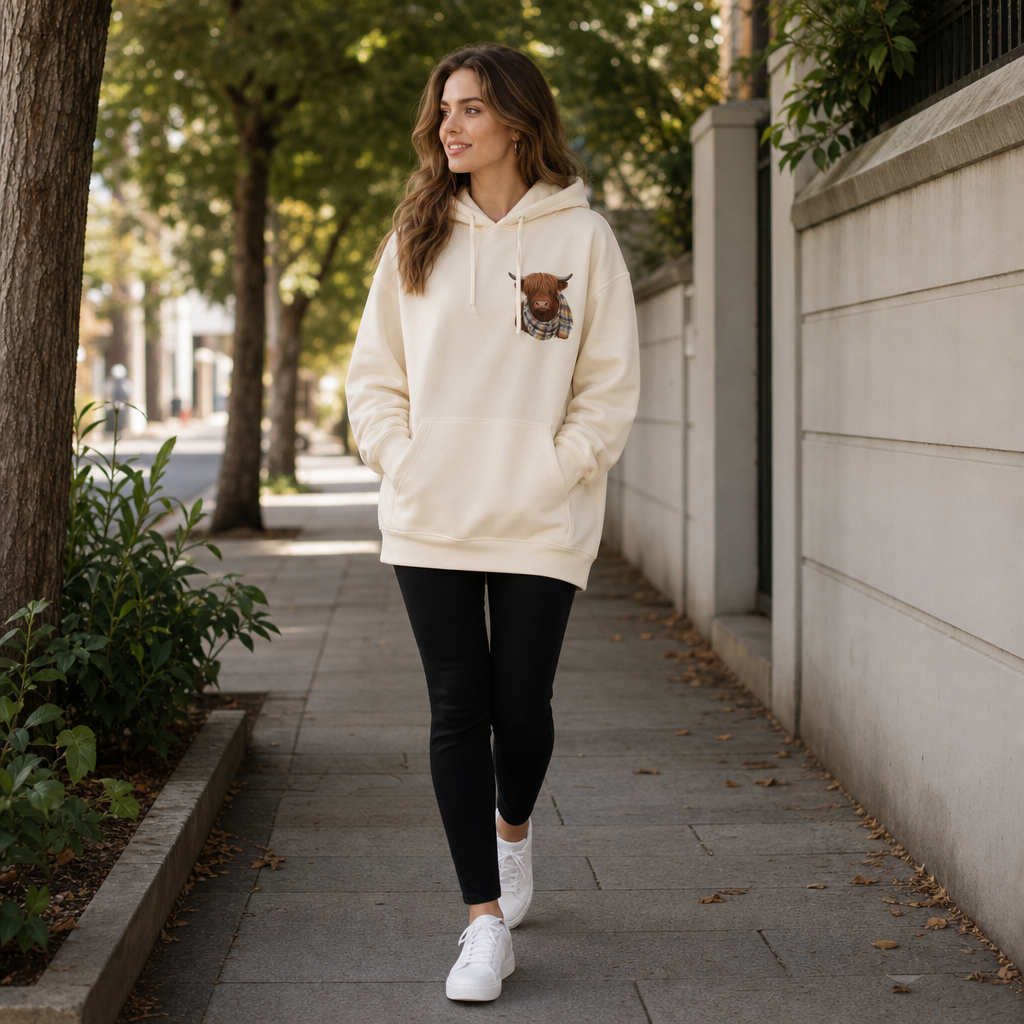 Highlander Fleece – Fleece-Lined Highland Cow Print Hoodie
