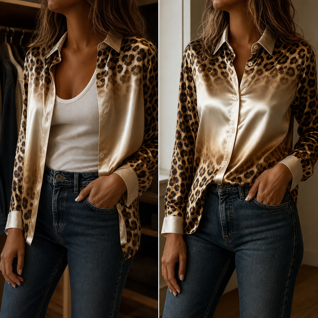 Ombré Muse – Ombré Leopard-Print Satin Shirt