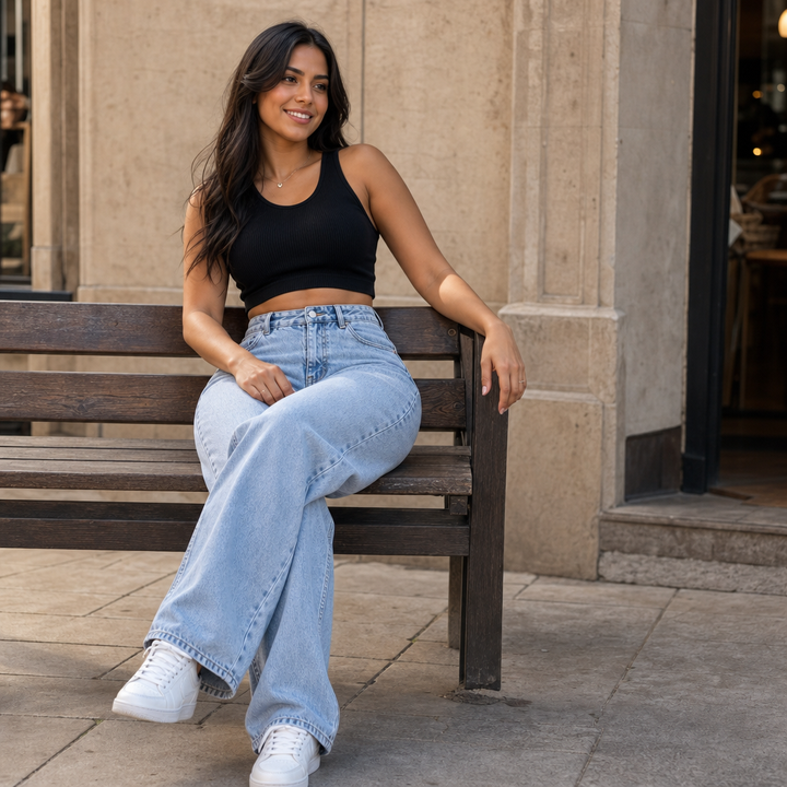 Vela Denim – High-Rise Relaxed Straight-Leg Jeans