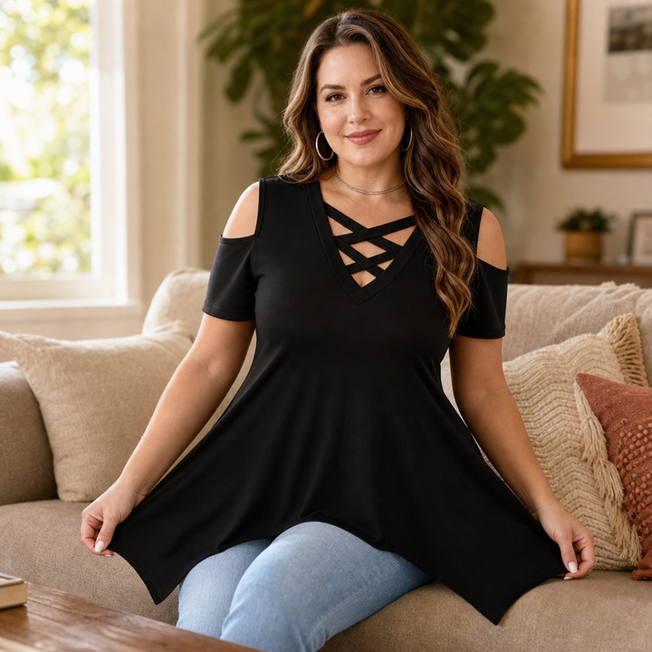 Sharkbite – Cold-Shoulder Criss-Cross Swing Tunic