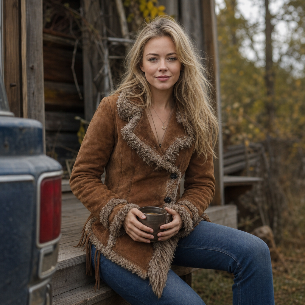 Westella – Faux Suede Fringe Western Jacket